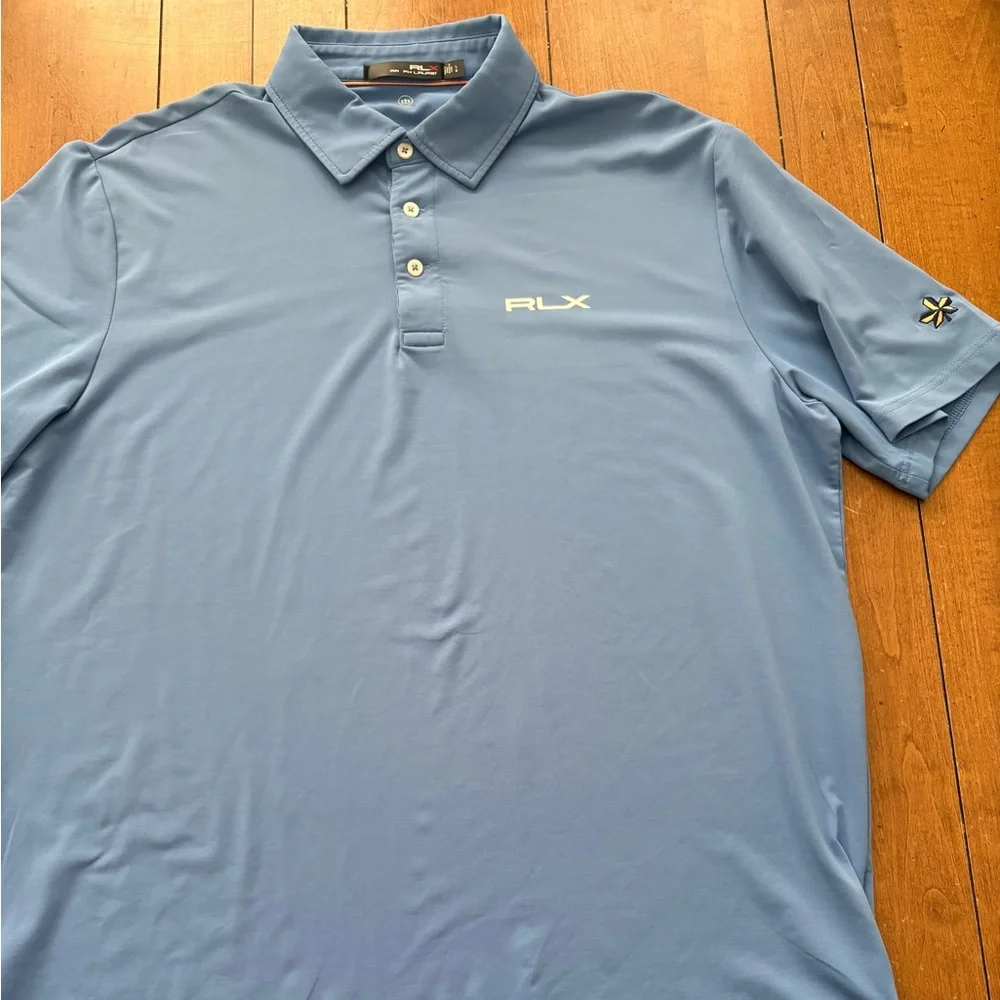 Men’s Light/ royal  Blue RLX Polo Performance Polo Shirt men’s large tour logo